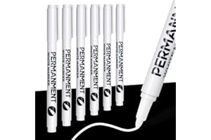 NEWATTY 6 Pennarelli Bianchi, Feltro Acrilico Permanente 1 mm Asciugatura Rapida Penne Acriliche Impermeabili Penne Vernice Bianca alta Opacità per Pietra Legno Vetro Ceramica Tela Pneumatici Tessuti