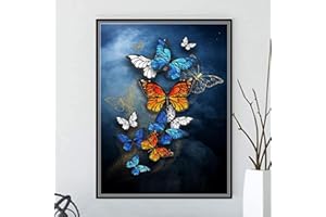 Dsplopk Diamond Painting Schmetterling With Accessories, 30x40cm 5d Diamont Painting Blumen Art Kit, Diamond Painting Erwachsene For Indie Aesthetic Room Decoration (blue)
