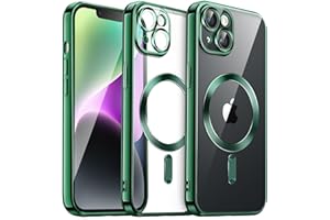‎JETECH JETech Miękkie Przejaśniać Etui do iPhone 14 6,1 Cala, Obiektyw Aparatu Pełna Ochrona, Kompatybilny z MagSafe Bezprzewodowy Ładowanie, Odporna na Wstrząsy Galwanizowane Osłona TPU (Zielony)