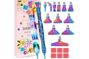 papasgix Diamond Painting Pens Kits, Diamond Art Metal Drill Pen Tips with Multi Replacement Pen Heads, 5D Diamond Painting Accessories Tools for DIY Craft Crystal Drill Bead (21 Pcs Colourful)
