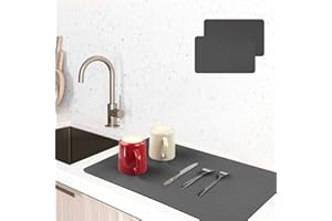 JAOBHAHY 2 Pezzi Tappetino Scolapiatti,Super Assorbente Scolapiatti da Lavello,Tappetino per Scolapiatti Antiscivolo,Ecologico,Antiscivolo Assorbente Tappetini per Caffè Tappetino(60 X 40cm)