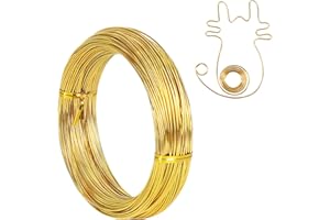 TENN WELL 18 Gauge 1 mm Aluminium-Basteldraht, 51 M biegbarer Metalldraht für Modellierung, Fahrradmodellierung, Skelett, Basteln, Blumenherstellung, Schmuckherstellung, Drahtweben und Verpacken (Gold)