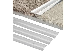 UNDERFOOT Carpet Flooring Flat Silver Door Bar Threshold Cover Strip 40mm x 0.9m (3 Pack) | Silver Threshold Door Bar Trim Strip | Ideal for Doorways | Easy-Fit Cover Strip