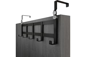 Menz Over Door Hanger – Black Coat Hanger for Door Depth 4.1 cm (1.6") & 4.6 cm (1.8"), Coat Hanger – Sturdy Hangers for Clothes Türhakenleiste Budget Schwarz austauschbar 41_46mm UK