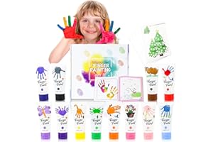MOBUMEIA Colori a Dita per Bambini Atossici, 12 colori x 60ml Tempere Lavabili per Bambini con Libri da Colorare, Set di Pittura Atossico Pittura a Dita per Ragazzo Ragazza Neonati Dipingere Arti e Mestieri