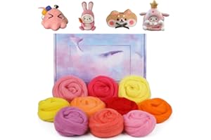 Deudy 10 Farben 15 Gramm Filzwolle Märchenwolle, Schafschurwolle zum Filzen, Roving Filzen für Nadelfilzen Starter Set DIY Handwerk Kreationen (Sommer)