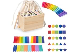 Kingbar Montessori Spielzeug Ab 1 Jahr, 5-In-1 Farbe Sortierspiel, Steckspiele, Sensorik Spielzeug Motorikspielzeug, Holzspielzeug Baby, Geschenk Für Mädchen Jungen, L