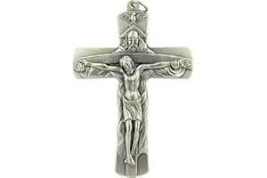 bubbacare Religious Art Made in Italy Holy Trinity Cross 4 Inch Silver Tone Huge Bishop Minister Pectoral Crucifix Pendant