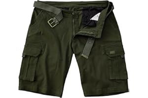 ROCK-IT Apparel Pantalones Cortos de Carga para Hombres con cinturón Bermuda Vintage con 6 Bolsillos para Cerrar Pantalones Cortos de Verano para Hombres - Tallas S-5XL - Muchos Colores