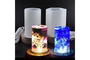 EPODA Epoxy Resin Moulds Lamp with lampholders,2 Pcs Cylinder Resin Moulds for DIY Craft LED Lamps Decoration,Resin Kit with Moulds
