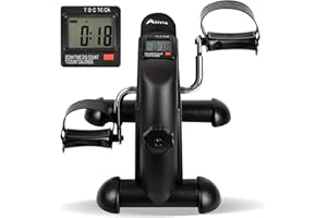 Alivio Portable Mini Exercise Bike Pedal for Arms, Legs, Workout, Gym Fitness Foot Pedal Exercisers Exercise Machine, Smooth Magnetic Resistance Drive with 5In LCD Display (Black)