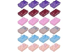 FODLON Pudełko prezentowe na biżuterię, 24 szt., z kokardką, papierowe pudełko w kropki, pudełka na biżuterię, pudełka na naszyjniki, kolorowe prostokątne pudełka na prezenty z piankową podszewką, na ślub,