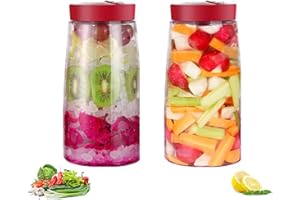 AUROBEST 2 Pezzi Barattolo Fermentazione con Valvola Rilascio Aria, 2.2 Litri Barattoli Kimchi, Contenitore Madre Lievito, Barattolo Fermentazione Vetro Apertura Larga per Kefir, Kimchi, Crauti, Yogurt (Rosso)