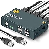 GREATHTEK KVM HDMI Switch USB 2 Port Commutateur KVM HDMI 4K@ 30Hz,4 USB2.0,Brancher 2 PC sur 1 Ecran,YUV 4: 4: 4, Ultra HD,2