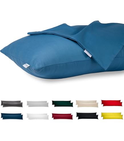 DecoKing Set 2 Federe Cuscino 50x60 Cm | Cotone Jersey | Zip | Colore Azzurro Ambra | Morbide E Comode - Foto 10