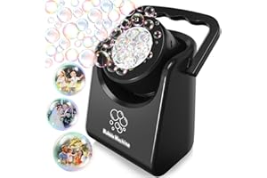 WEILIM Macchina per Bolle per Bambini Automatico Soffiatori di Bolle Batteria Portatile per Ragazzini Ragazze Bolla Giocattolo Elettrico Ruotato Regola l'angolo di 90 (Nero)