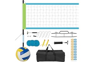 LIFEZEAL Filet de Volleyball 9,75m x 90 cm pour Piscine Portable avec poteaux réglables en Hauteur, Design antidérapant, marqueurs, Pompe, Marteau, Sac de Transport