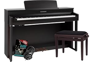 Steinmayer DP-361 RW Digitalpiano - 88 Tasten mit Hammermechanik - Ebony/Ivory Touch - Bluetooth Audio/MIDI - Set inkl. Klavierbank, Kopfhörer und Schule - dunkles Rosenholz