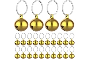 Molain Cloches de chat 24 pièces avec porte clés, Cloches de collier de chien formation Jingle Bell collier pendentif accessoires pour animaux de compagnie festival fête