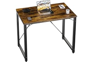 Devoko Małe biurko komputerowe 80 x 50 x 75 cm, biurko, do biura domowego, biurko na laptopa, wzornictwo przemysłowe, stół biurowy, styl vintage, brązowy