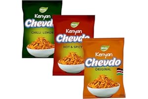 C&R Bharti Ben Wots Kenyan Chevdo Chevda Snack Mix Trio (Original, Hot & Spicy and Chilli Lemon)
