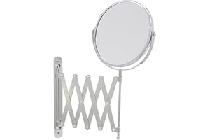 AXENTIA Axxentia Bad 282802 Miroir mural grossissant, chromé, rond Diamètre de 17 cm Grossissement 3 fois Se déplie jusqu'à 57 cm, Argenté