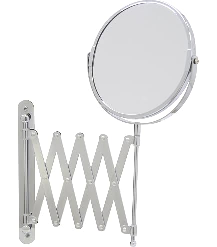 Miroir De Maquillage Mural Extensible LED Grossissant X10 - Pivotant 360° Avec Fixation Murale