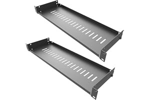 Jingchengmei 2 Pack of 1U Vented Cantilever Server Rack Mount Shelf 6" (154mm) Deep for 19" Network Cabinet or Equipment Rack, Disassembled Black(6V2PC)