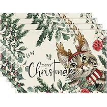 Artoid Mode Rode rendieren Kerst Placemats Set van 4, 30 x 45 cm Seizoensgebonden Winter Merry Xmas Vakantie Vintage Wasbare Tafelmatten