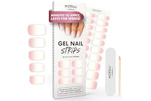 MOYOU LONDON Autocollants auto-adhésifs pour ongles en Gel Semi-durci, lampe UV/LED requise, 20 enveloppes de vernis à ongles en Gel, autocollants pour Nail Art - Pink Sunset