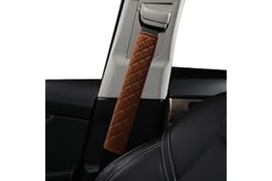 HIGHNESSHWOO Weiche Auto-Sicherheitsgurtbezüge für Erwachsene, Kinder, Frauen und Männer, Sicherheitsgurt-Kissenbezug, Gurtpolster, Schutzpolster für SUV, Schulterpolster für auto-Innenzubehör, 2 Stück Braun, 33cm