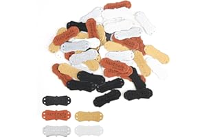 TUNKNEW Handmade Leather Labels, 50PCS Microfiber Colorful Leather Hat Labels 5 Colors Handmade Embossed Crochet Tags with Love Hearts Sewing Labels with Holes for Crafts Sewing Jeans Hat