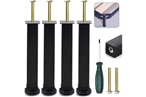 LYLIDIA 4pcs Patas para Somier Universales Patas Cuadradas Somier Regulables Patas para Muebles 22cm (+2cm) Patas Cama Patas para Mesas Patas para Bases Tapizadas Metal Patas para Sofas, Gabinete