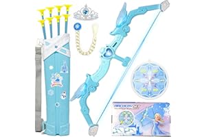GirliGlee Frozen Toys for Girls,Bow and Arrow Set for Kids,Archery Set with 8 Suction Cup Arrows and LED Lights,Christmas Princess Toys Accessories Set for Girls Ages 3 4 5 6 7 8 9 10+