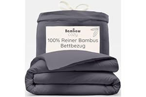 ‎BAMBAW Bambaw Bambus Bettbezug 135x200 cm, 100% Bambusfasern, Anti Allergie Bettwäsche, Bettbezug Sommer, Bettwäsche kühlend 135x200 cm, Deckenbezug Bambus, atmungsaktiv und nachhaltig (Anthrazit)