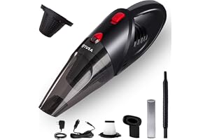 Tusa Cordless Vacuum Cleaner for Car & Home | 2X Powerfull Suction, Dual Mode Battery 6000mAh & 12V DC Car Port | High Power Portable Lightweight Wireless Vacuum, Rechargeable (V1) (Black)