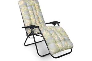 Zyncove Sun Lounger Chair Cushion Deckchair Cushion Thick Garden Lounge Chair Cushion Replacement with Non-Slip Top Cover and Tie rope, 170x53x8cm (Night Begonia)