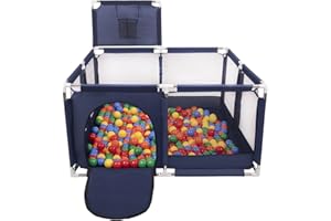 Selonis Parc Bébé Avec 100 Balles Plastiques Aire De Jeu Pliable Basket, Bleu:Vert/Jaune/Bleu/Rouge/Orange