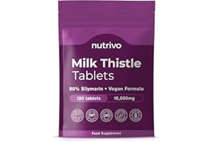 NUTRIVO Milk Thistle High Strength Tablets 10,500mg & 80% Silymarin Per Serving | 120 Tablets | Milk Thistle Herbal Supplement | Vegan & UK Made