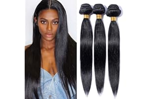 ELAILITE 8"-24" Human Hair Weave Bundles Grade 7A Brazilian Virgin Hair Extensions Weft Remy Straight #1B Natural Black (1 Bundle, 10 Inch, 100g)