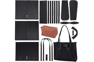 WADORN 21pcs Kit de Fabrication de Sac Fourre-Tout en Cuir Bricolage, Sac à Bandoulière en Cuir PU Noir Faisant des Matériaux Artisanat Tricot Sac au Crochet Faisant Les Accessoires, 32.7×27.9cm