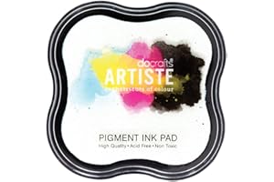 DOCRAFTS ARTISTE Artiste Pigment White Ink Pad for Stamping, Adhering Embossing Powders, Crafting Supplies, Highly Pigmented, Use with Clear Stamps, Rubber Stamps, Ink Pads are Safe Non-Toxic Acid-Free