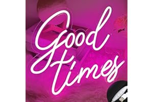 RAINDEE Good Times Neon Signs Pink White LED Neon Light Letters Neon Light Signs for Bedroom, Dance Studio, Wedding Wall Decor Gifts for Girls