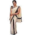 Kerala Bygone Fashion Women's Kasavu Cotton Set Mundu Saree Without Blouse Piece (AZ112362_off White), Off White, One Size