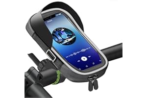 Lifegili Support Téléphone Vélo Etanche,Sacoche Velo,Accessoire Velo Indispensable,Porte Telephone Moto avec étui Tactile Transparent en TPU, Rotatif à 360 ° pour Smartphone de 5.5-7.0 Pouce (Noir)