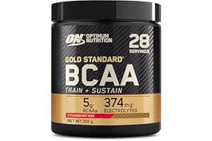 Optimum Nutrition Gold Standard BCAA Train + Sustain, poudre d'acides aminés pré-entraînement, boisson sportive, vitamine C, zinc, magnésium et électrolytes, saveur fraise & kiwi, 28 doses, 266 g