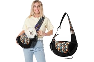 PETCUTE Bolsa de Hombro para Mascotas,Bandolera para Perro con Correa de Hombro Acolchada Ajustable,Reflectante,Bolsa de Viaje para Mascotas con Malla Transpirable,Bolsillos,para Viajes al Aire Libre