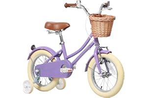Glerc Bicicleta de niña con Cesta para niños de 3 a 10 años, 12 14 16 20 Pulgadas con Timbre de Cesta y estabilizadores, tamaños