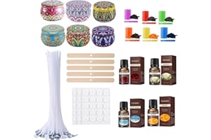 Scentoria Kerzen Selber Machen Set, Kerzen Selber Machen, Kerzenwachs zum Gießen, 50 Kerzendochte, 6 Kerzendosen, 6 Kerzenfarbe, 50 Kerzen Aufkleber, 5 Dochthalter, Candle Making Kit C