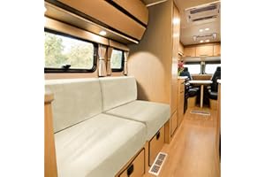 SYLC Samt Bezüge Für Wohnwagenpolster, rutschfeste Wohnmobil Sitzbezüge Mit 2 Cord, Sofa Sitzkissenbezug Für Schonbezug Wohnwagen Polster (beige,Rectangle S)